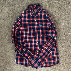 Hollister button up, blue,red,white size M